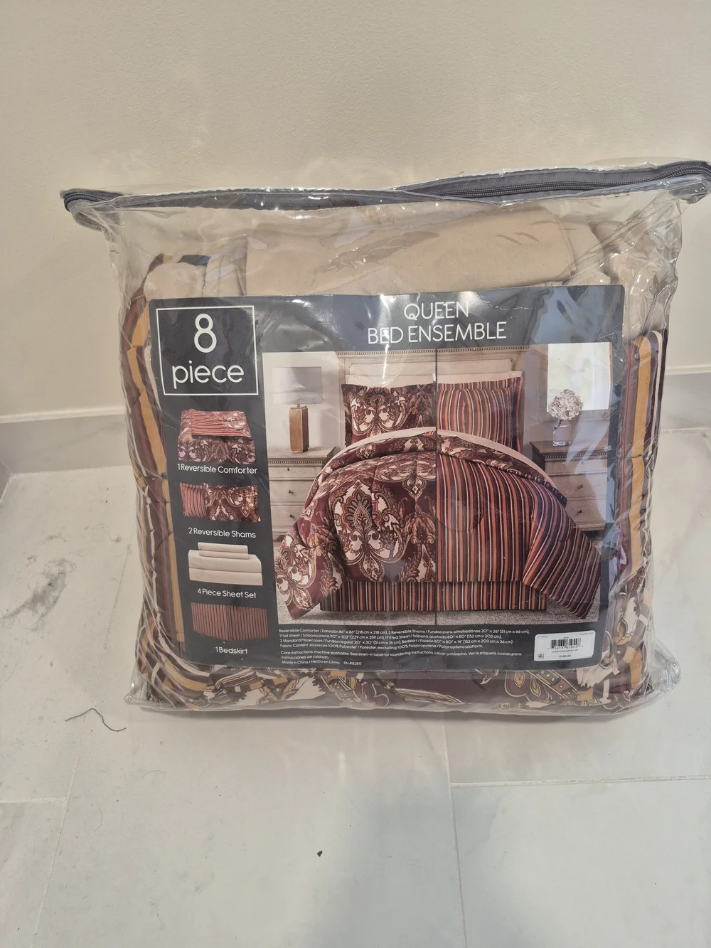 Fairfield Square Queen 8-Piece Reversible Comforter Set - Brown Multicolor
